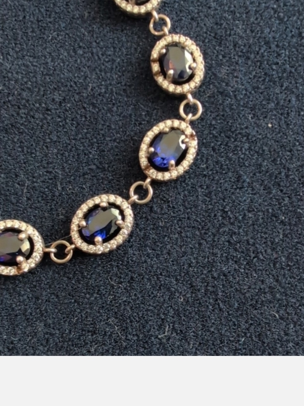 BLUE Sapphire Tennis Bracelet 925 Sterling Silver Bracelet Diamond Chip - Picture 15 of 16